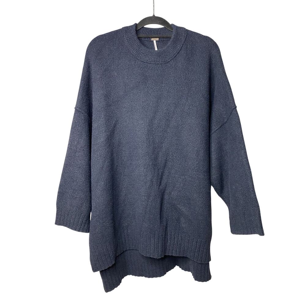 Free People Peaches Tunic Sweater in Black Women's Medium Knit Oversize Boho